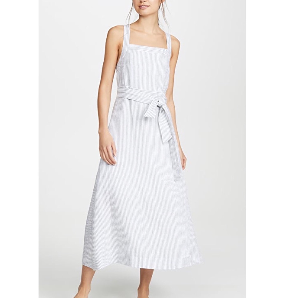 AYR Striped Linen Blend Porch Tie Waist Maxi Dress